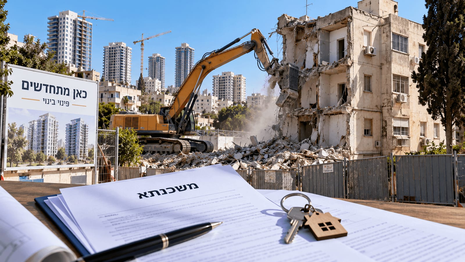 משכנתא על דירה בפינוי בינוי ותמ"א 38: מה קורה להלוואה ולשעבוד כשהבניין נהרס